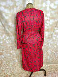 1980s William Morris Style Print Peplum Wiggle Dress Vintage Wiggle Dress Authentic Vintage 