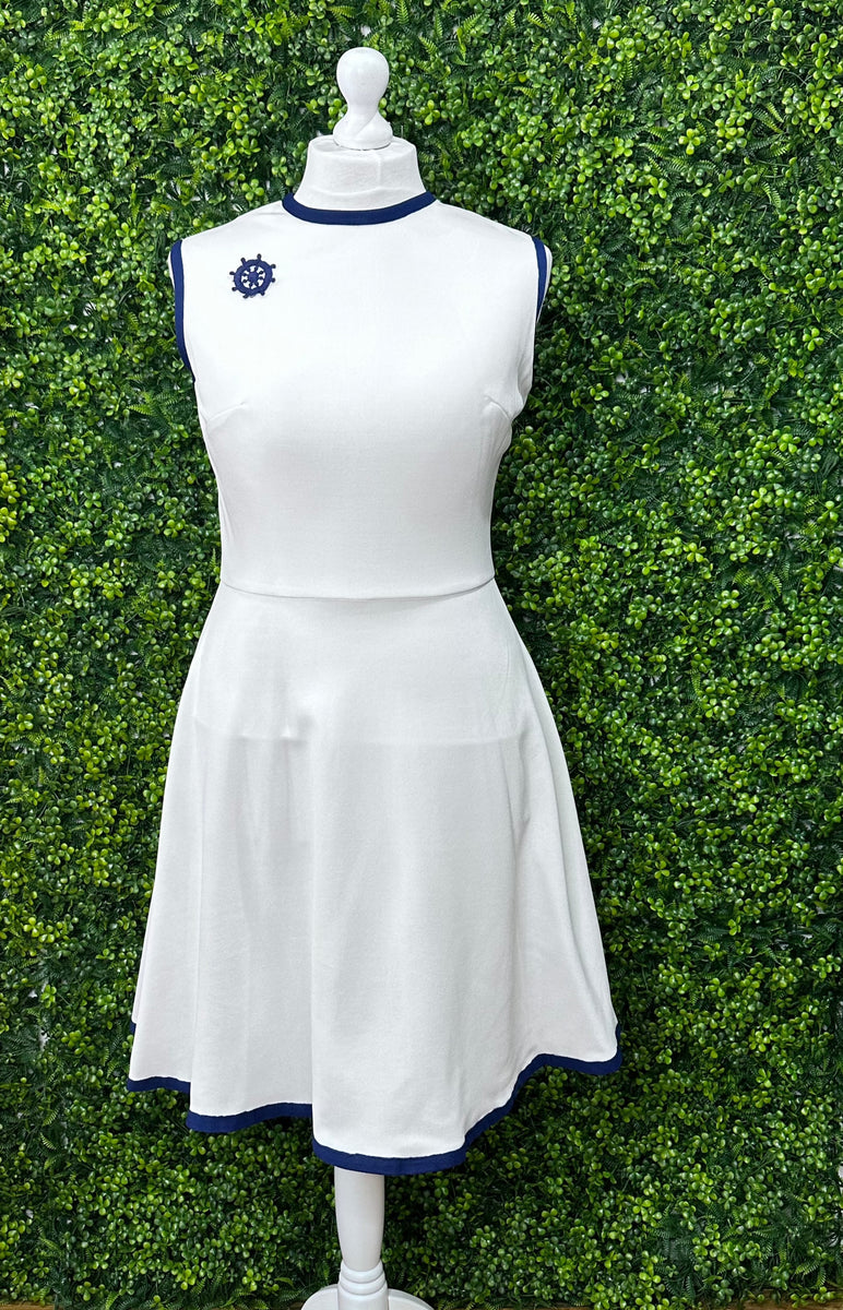 1960s Nautical Mod Skater Dress Voluptuous Vintage