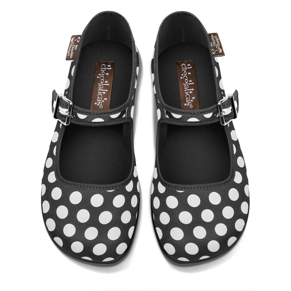 **Chocolaticas Black Polka Mary Jane Flat Shoes Shoes Hot Chocolate Design Black UK 3 