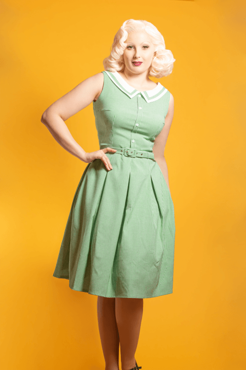 The fabulous Ruth Gingham Dress in Green / Audrey by Daisy Dapper at Voluptuous Vintage