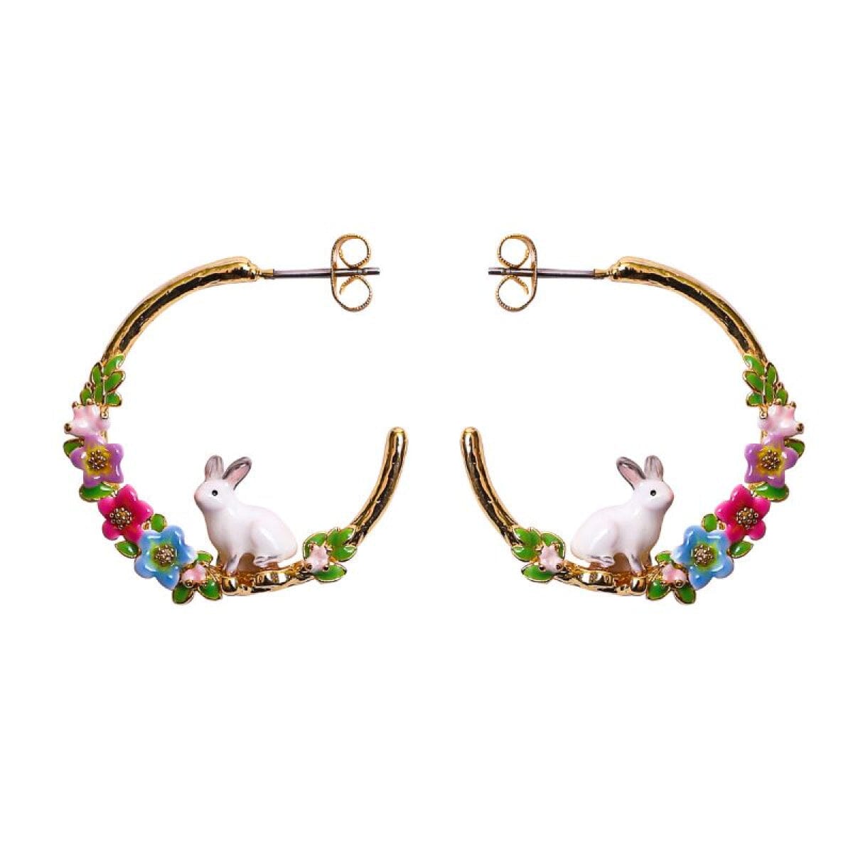 Spring Flower Rabbit Hoop Earrings – Voluptuous Vintage