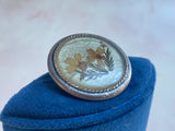 1920s Pressed Dried Flower Inlay Silver Brooch Vintage Brooch Authentic Vintage 