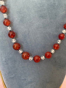 1930s Long Carnelian and Glass Bead Necklace Vintage Necklace Authentic Vintage 