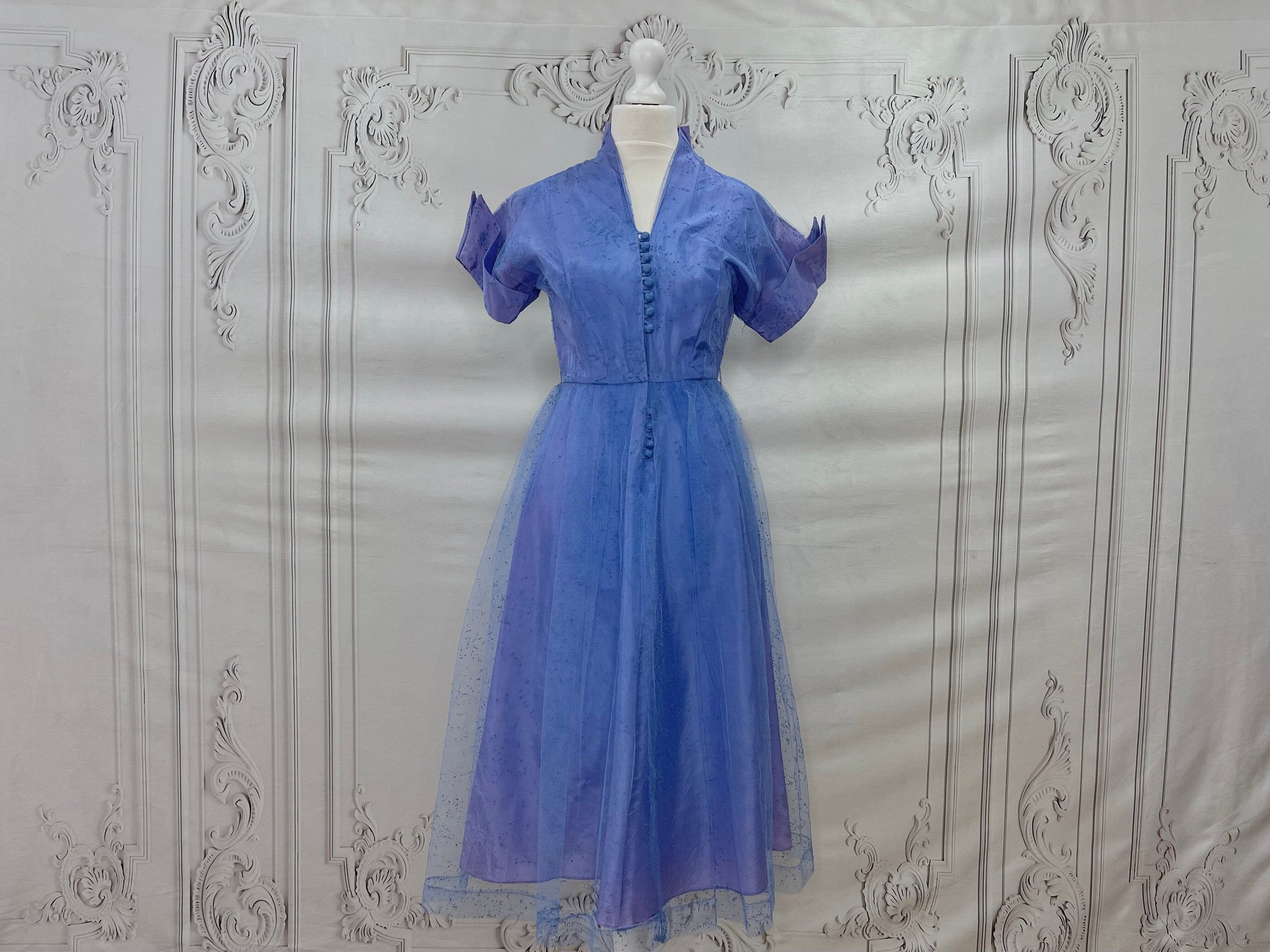 1940s Confetti Mesh Evening Dress Voluptuous Vintage 1940s Confetti Mesh Evening Dress Voluptuous Vintage
