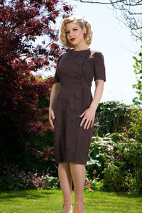 1950s Asymmetrical Marilyn Wiggle Dress Vintage Wiggle Dress Authentic Vintage Brown Audrey 