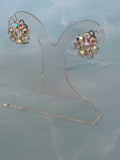 1950s Aurora Borealis Flower Clip Earrings Vintage Earrings Authentic Vintage 