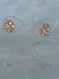 1950s Aurora Borealis Flower Clip Earrings Vintage Earrings Authentic Vintage 
