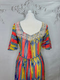 1950s Aztec Print & Lace Patio Dress Vintage Patio Dress Authentic Vintage 