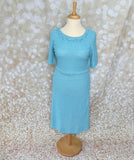 1950s Herbert Levy Boucle Knit Wiggle Dress & Matching Jacket Vintage Set Authentic Vintage Blue Faye 
