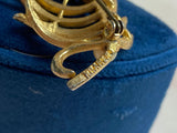 1950s Kramer Leaf & Pearl Brooch Signed 'Golden Look' Collection Vintage Brooch Authentic Vintage 