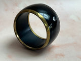 1950s Lacquered Bakelite and Brass Chunky Bangle Vintage Bracelet Authentic Vintage Black One Size 