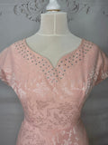 1950s Silk Brocade Roses Rhinestone Party Dress Vintage Occasion Wear Authentic Vintage 