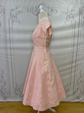 1950s Silk Brocade Roses Rhinestone Party Dress Vintage Occasion Wear Authentic Vintage 