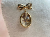 1960s Does Victorian Pressed Flower Fob Brooch Vintage Brooch Authentic Vintage Gold One Size 