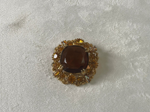 1960s Large Ornate Faceted Czech Glass Brooch Vintage Brooch Authentic Vintage 