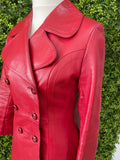 1960s Mod MCM Red Leather Trench Coat Vintage Coat Authentic Vintage 