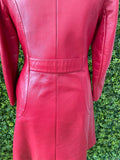 1960s Mod MCM Red Leather Trench Coat Vintage Coat Authentic Vintage 