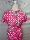 1960s Pink Script Circle Cotton Dress Vintage Day Dress Authentic Vintage 