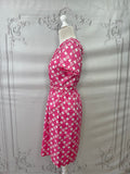 1960s Pink Script Circle Cotton Dress Vintage Day Dress Authentic Vintage 