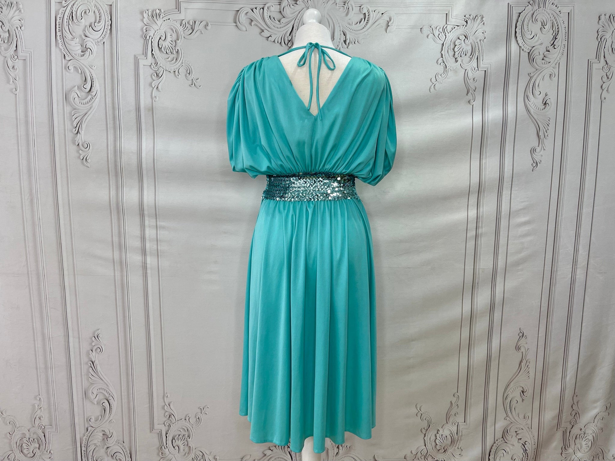 1970s Disco Sequin Marjon Couture Dress Voluptuous Vintage 1970s Disco Sequin Marjon Couture Dress Voluptuous Vintage
