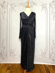1970s Lurex Sparkle Floor Length Bond Girl Gown Vintage Occasion Wear Authentic Vintage Black Dorothy 