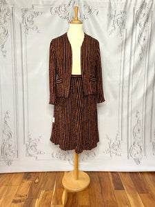 1980s Copper Chenille Stripe Skirt Suit Vintage Set Authentic Vintage Copper Esther 