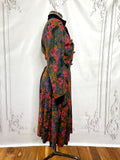 1980s Does 1940s Velvet Trim Laura Ashley Style Floral Dress Vintage Day Dress Authentic Vintage 