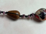 1990s Oversized Wooden Bead & Amethyst Rope Necklace Vintage Necklace Authentic Vintage 