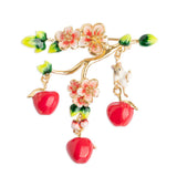 **Apple & Mouse Blossom Brooch Brooch Bill Skinner Red One Size 