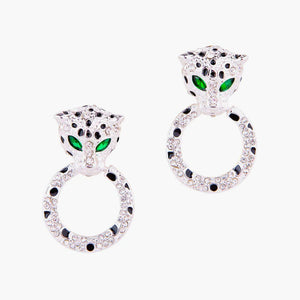 Bejewelled Leopard Drop Earrings Earrings Bill Skinner Silver 