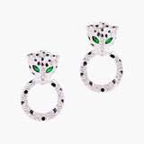 Bejewelled Leopard Drop Earrings Earrings Bill Skinner Silver 