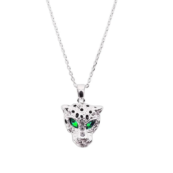 Bejewelled Leopard Pendant Necklace Bill Skinner Silver 