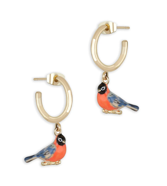 Bullfinch Enamel Hoop Earrings