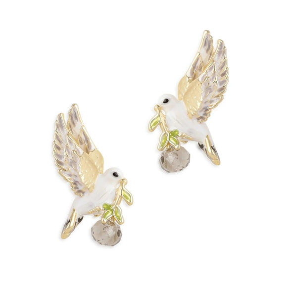 Peace Dove Enamel Stud Earrings