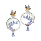 Bluebell And Butterfly Enamel Hoop Earrrings Earrings Bill Skinner Blue One Size 