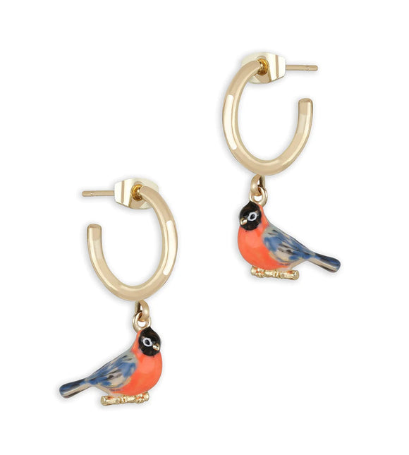 Bullfinch Enamel Hoop Earrings Earrings Bill Skinner Gold One Size 
