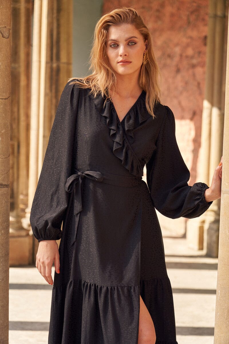 Carrie Jacquard Midi Wrap Dress – Voluptuous Vintage
