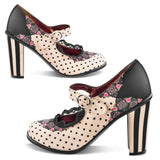 Chocolaticas Doris High Heel Mary Jane Pumps Shoes Hot Chocolate Design Beige UK 4 