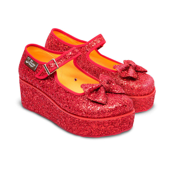 Chocolaticas Dorothy Mary Jane Platforms Shoes Hot Chocolate Design Red UK 4 