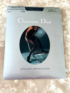 Christian Dior 30 Denier Semi Opaque Tights Pantyhose RR Hosiery Retro Revibe Dark Navy Large 