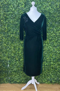 Collectif 40s Inspired Velvet Cocktail Dress RR Dress Retro Revibe Emerald 2XL 