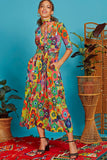 Crawford Sky Flower Midi Dress Dress Onjenu Multi Audrey 