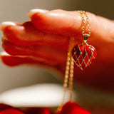 Enamel & Crystal Heart Pendant Necklace Bill Skinner 