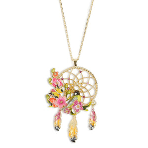 Floral Dream Catcher Enamel Pendant Necklace Bill Skinner Gold One Size 