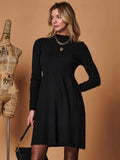 Heather Long Sleeve Knit Dress Dress Jolie Moi Black Small-Medium 