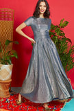 Joni Metallic Maxi Dress Dress Onjenu Blue Audrey 
