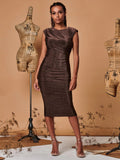 Mabel Sparkly Ruched Bodycon Dress Dress Jolie Moi Bronze Audrey 