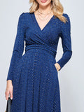 Nora Long Sleeve Jersey Dress Dress Jolie Moi Navy Audrey 
