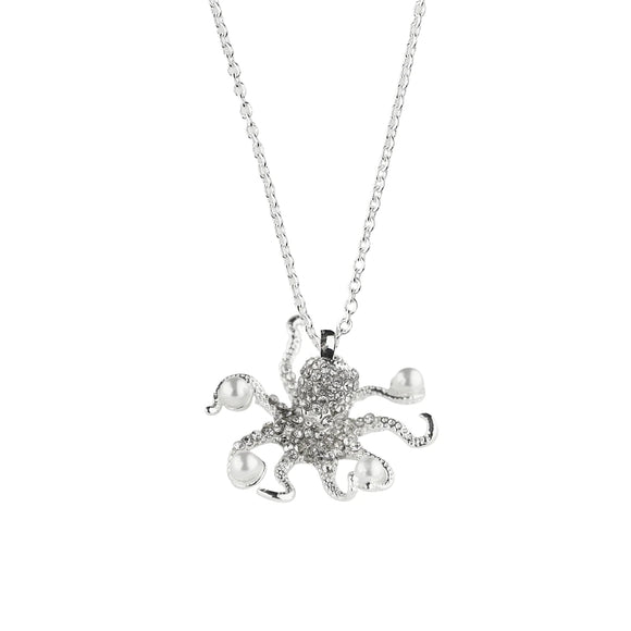 Octopus Pave Crystal Pendant Necklace Bill Skinner Silver One Size 