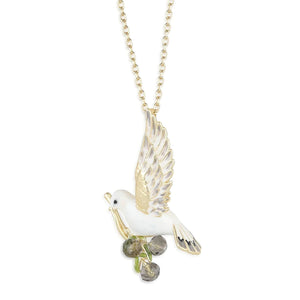 Peace Dove Enamel Pendant Necklace Bill Skinner Gold One Size 